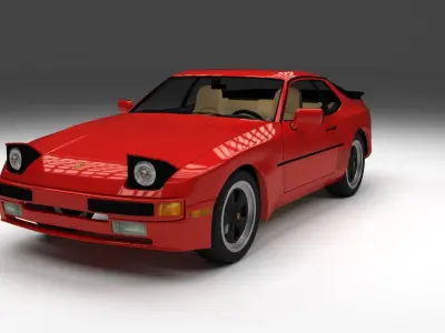 Porsche 944 with interior 3D model