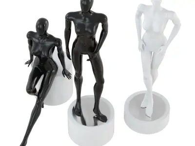 Three abstract female mannequins 76 3D model