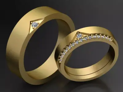 Wedding Ring Set 3D print model