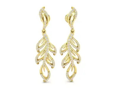 AV 351 Diamond Ladies Leaf Drop Shaped Earrings 3D print model
