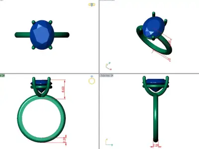 Oval Solitaire Ring Printable model 3dmodel  3D print model
