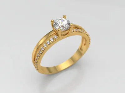 Anel duplo solitario noivado 3D print model