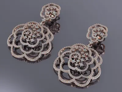 Jewelry  Flower Earrings Gold MM-0068  3D print model