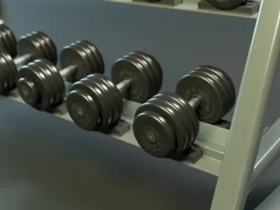 Dumbbell Rack PBR Low-poly 3D model