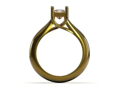 Modern Princess Cut Solitaire STL 3D Ring model sr0116 3D print model