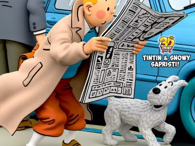 TINTIN and Snowy Sapristi Classic Street 3D print ready Diorama 3D print model
