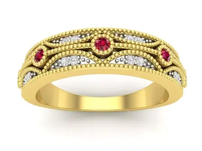 AV 583 Diamond Ladies Vintage Stackable Wedding Band 3D print model