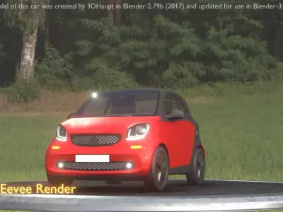 City Car 37 Small Type-E Red Low-poly 3D model