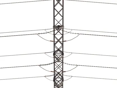 Electricity Pole 26 Weathered Low-poly 3D model