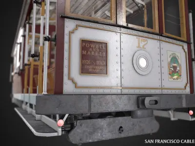 San Francisco Classic Cable Car Railway Videogame Asset Low-poly 3D model