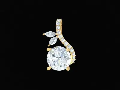 Elegant Teardrop Diamond Pendant for Women 267 3D print model