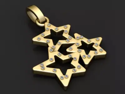gold star pendant 3D printable model  3D print model