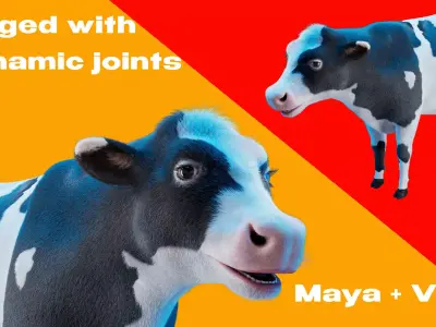 Cow Rigged Fur 3D model 3D model