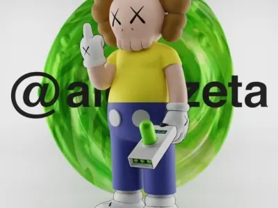 Kaws Morty Smith Middle Finger Textured Low-poly 3D model