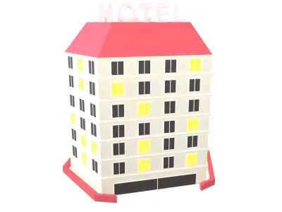 Low Poly Hotel v1 006 Low-poly 3D model