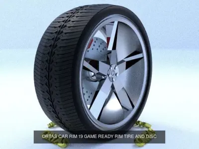 ORTAS CAR RIM 19 AND 20 GAME READY RIM TIRE AND DISC 3D Model Pack