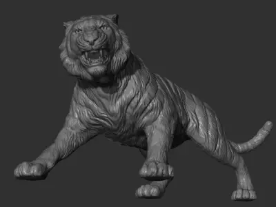 Tiger attack 3D print model