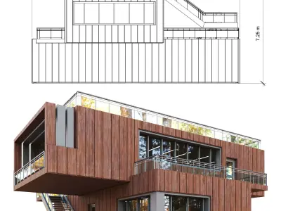 Modern Building 017 House 3D Model 3D model