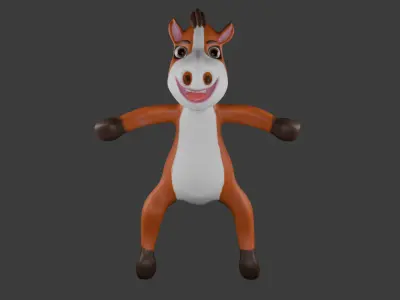 Cartoon Low Poly Horse 3D Model - Stylized and Game Ready Low-poly 3D model