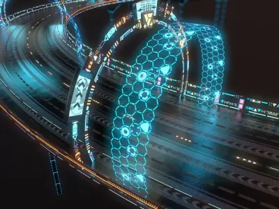 Sci-fi Road Low-poly 3D model