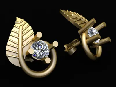 LUXURY LEAF AND DIAMONT PENDANT   EARRING  3D PRINTABLE MODEL  3D print model