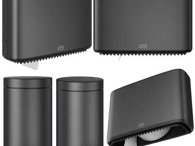 Public toilet accessories black set 152 3D model