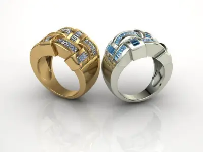 rings baguette 3D print model