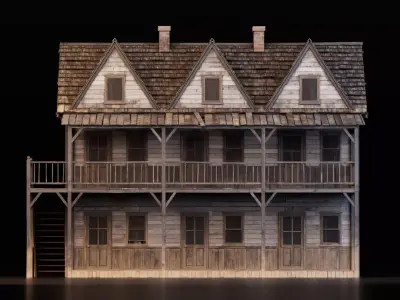 Old Western House Low-poly 3D model