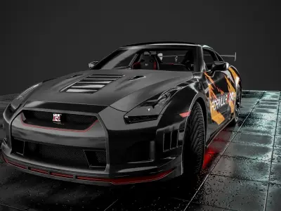 NISSAN GT- R RACE CAR Low-poly 3D model