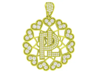 Luxury Letter R Diamond Pendant Jewelry 3D Model 4225 3D print model