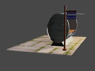 Bus Stop Low-poly 3D model Free low-poly 3D model