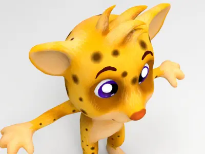 Cheetah Cartoon Low-poly 3D model