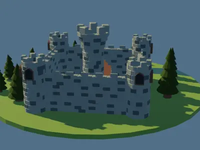 Low Poly Castle  Free low-poly 3D model