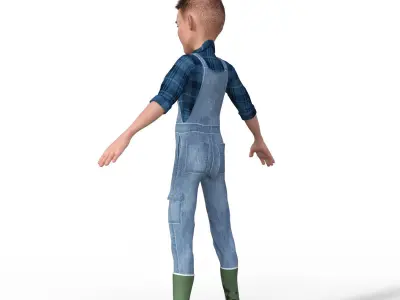 3D Cartoon Character Farmer 3D model
