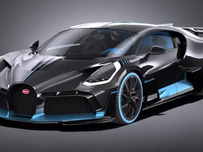 LowPoly Bugatti Divo 2019 Low-poly 3D model