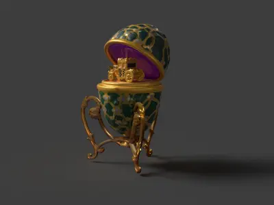 Faberge egg with carriage  Low-poly 3D model