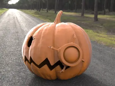 Halloween Pumpkin With Alien Friend Free 3D print model