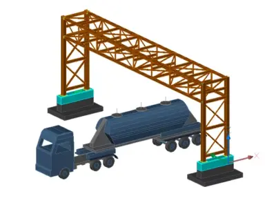 Pipe bridge 3 levels 21m long 3400mm wide 6200mm clearance 3D model
