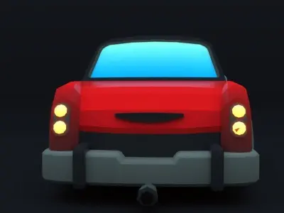 Cartoon Car Red Flame Low-poly 3D model