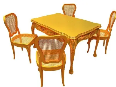 Classical Dining set Low-poly 3D model