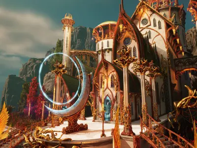 Elven architecture Low-poly 3D model