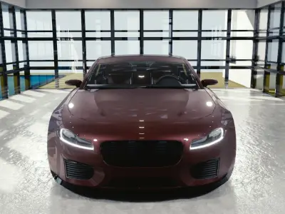 BLENDER EEVEE Brandless Small 4 door hatchback Low-poly 3D model