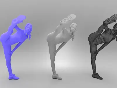 Beautiful woman in tracksuit training 413 Low-poly 3D model