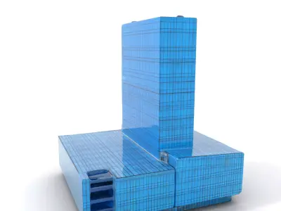 Azure Glass Skyscraper model pack Low-poly 3D model