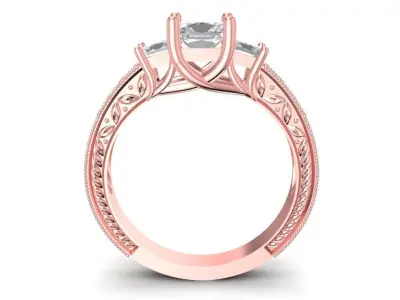 Elegant Three Stone Engagement Ring for Women   1996 3D print model