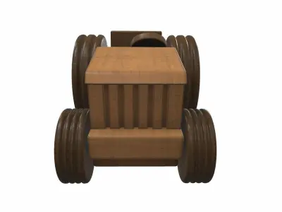 Wooden tractor toy 1 Free 3D model
