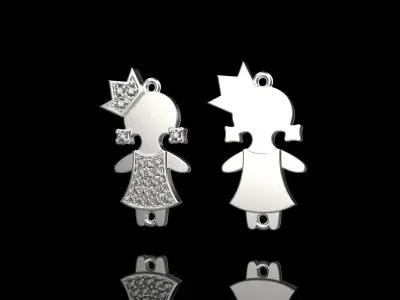 family pendant bracelet charm girl model 905 3D print model