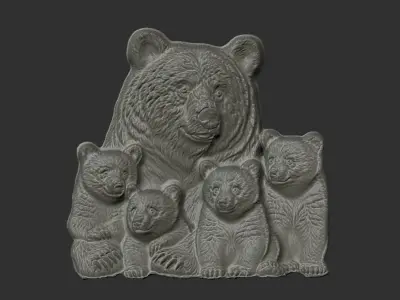 bear family cnc baserelife  3D print model