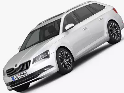 Skoda Superb Kombi 2016 detailed interior 3D model