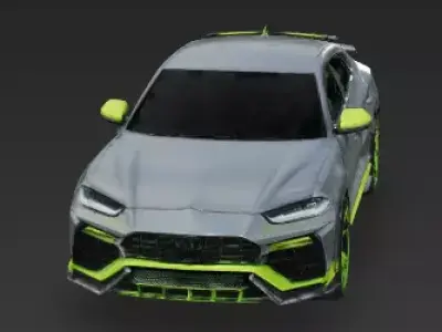Aggressive Neon And  Grey Sport SUV 3D Model Low-poly 3D model